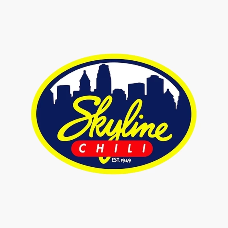 Skyline Chili Restaurant Brand Logo with Cincinnati Cityscape Cotton Tote Bag