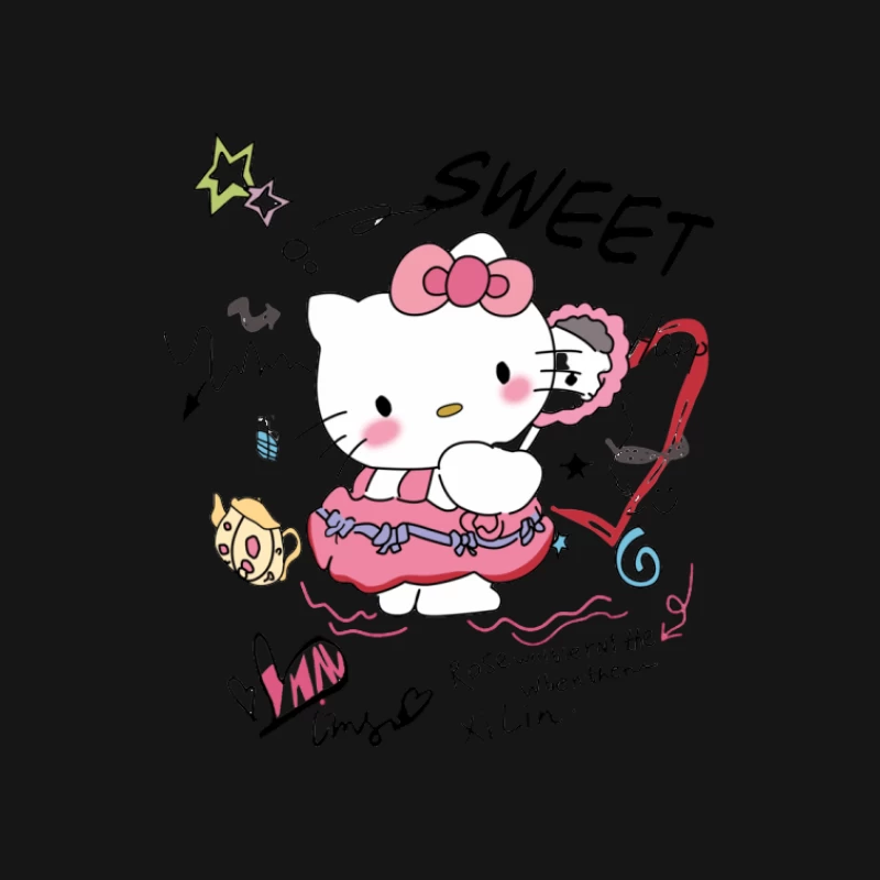 Chaton mignon avec miroir et accessoires Homme Manches Longues T-Shirt