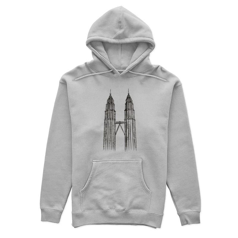 Line Drawing of Iconic Petronas Twin Towers in Kuala Lumpur Female Pullover Hoodie