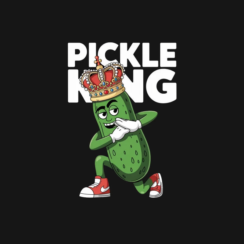 Cartoon Cucumber Character Wearing Crown and Sneakers Male Long Sleeve T-Shirt