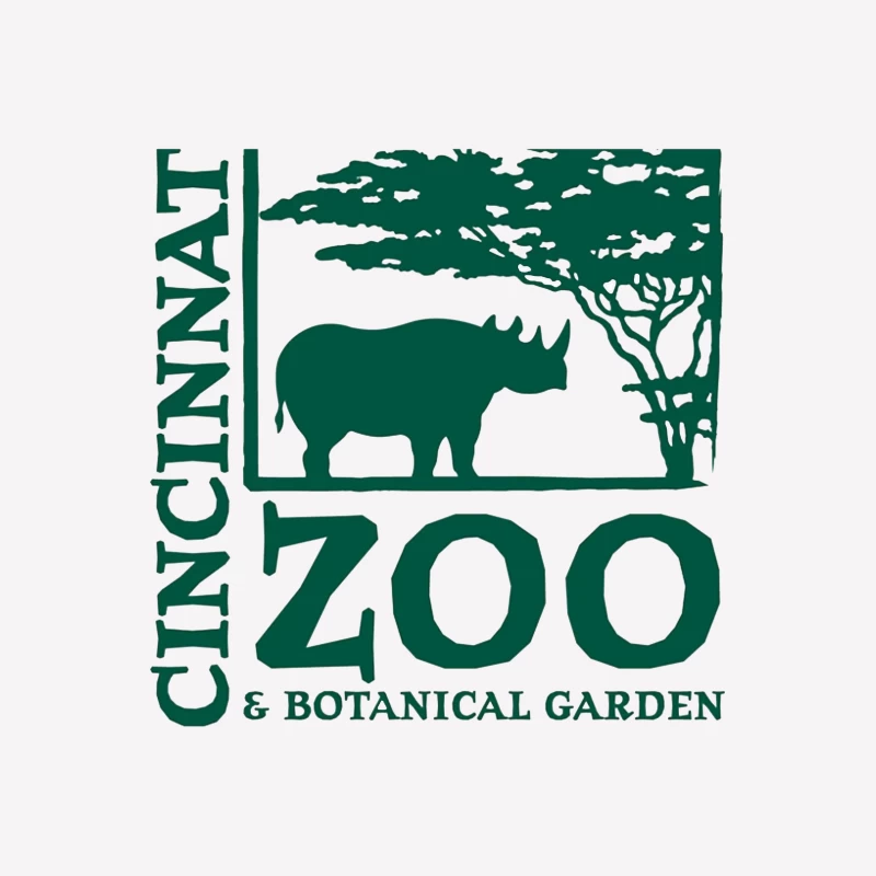 Cincinnati Zoo & Botanical Garden Logo with Rhinoceros and Acacia Tree Male T-Shirt