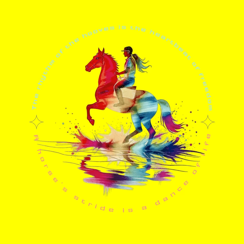 The Dance of Freedom: A Colorful Horse Ride Throw Pillow