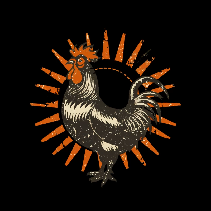 Retro Sun Rooster Pin