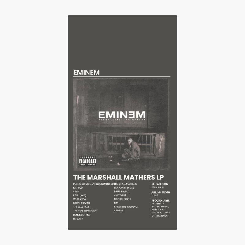 Eminem's Iconic Album Cover: The Marshall Mathers LP Tracklist iPhone Case