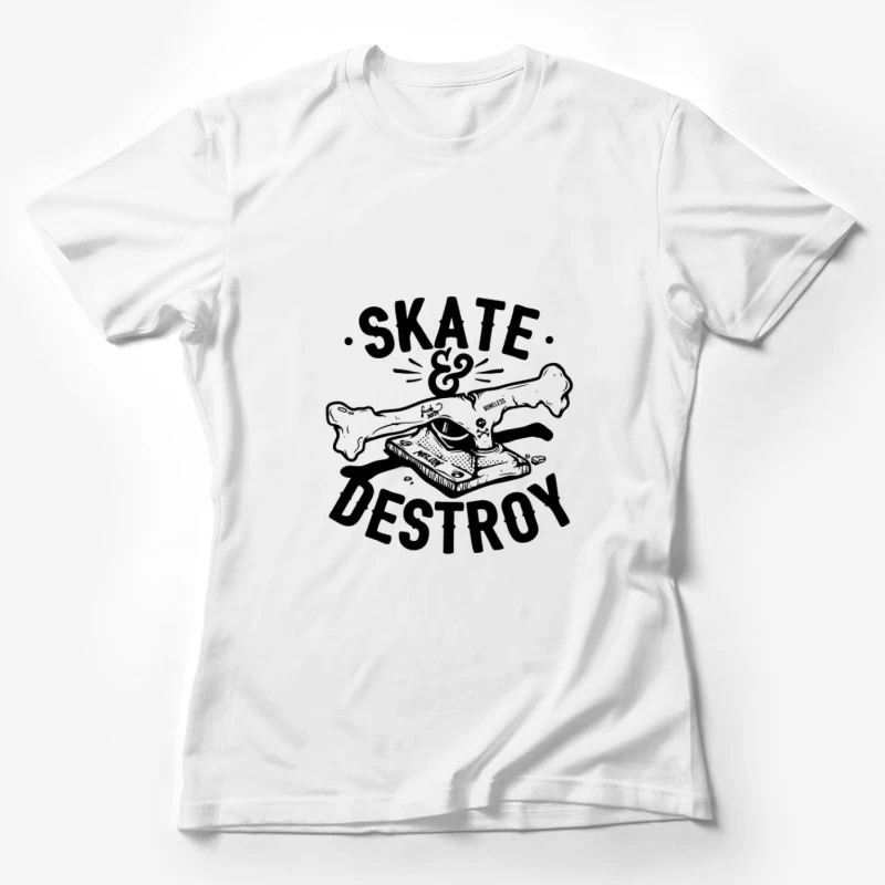 Graphique Skate et Détruire avec Os et Skateboard Femme T-Shirt