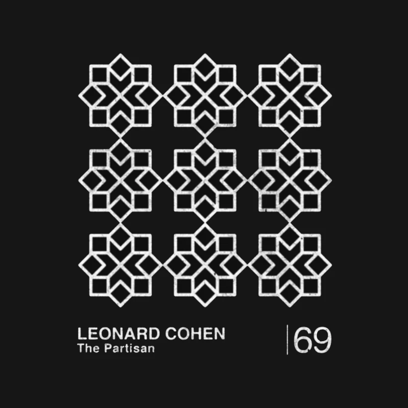 Leonard Cohen's "The Partisan" Minimalist Album Cover with Geometric Star Pattern Male T-Shirt