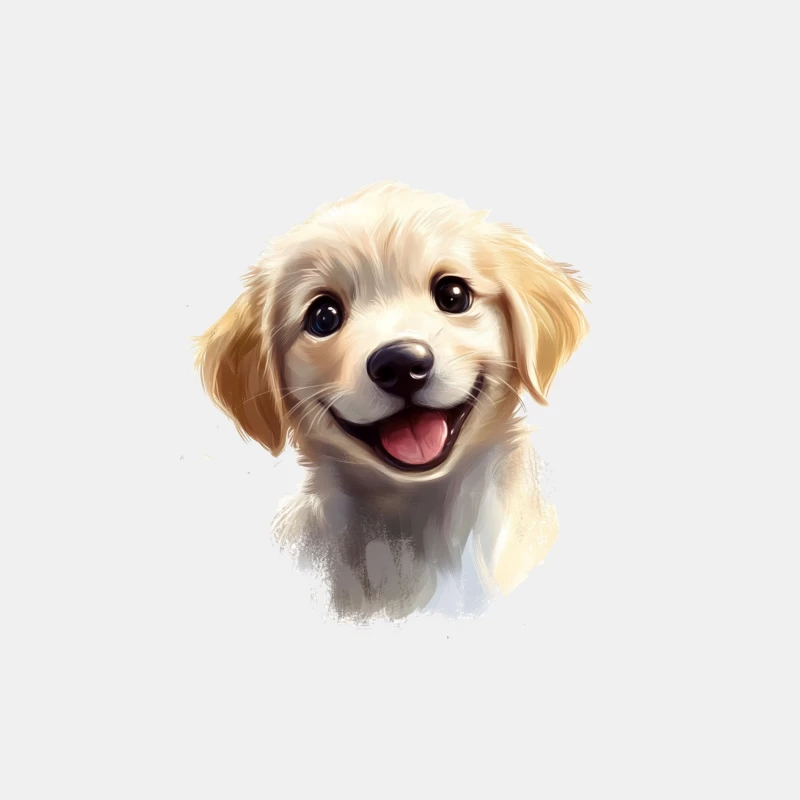 Adorable Smiling Golden Retriever Puppy Digital Portrait Male Tank Top