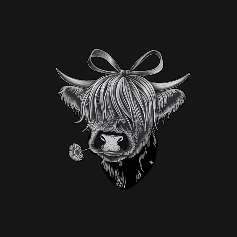 Vache Highlander avec Fleur Homme Manches Longues T-Shirt
