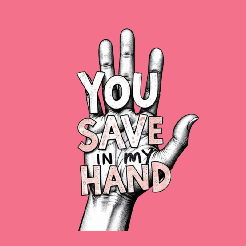 Hand-Drawn Typography: "You Save In My Hand" Artistic Illustration Pin