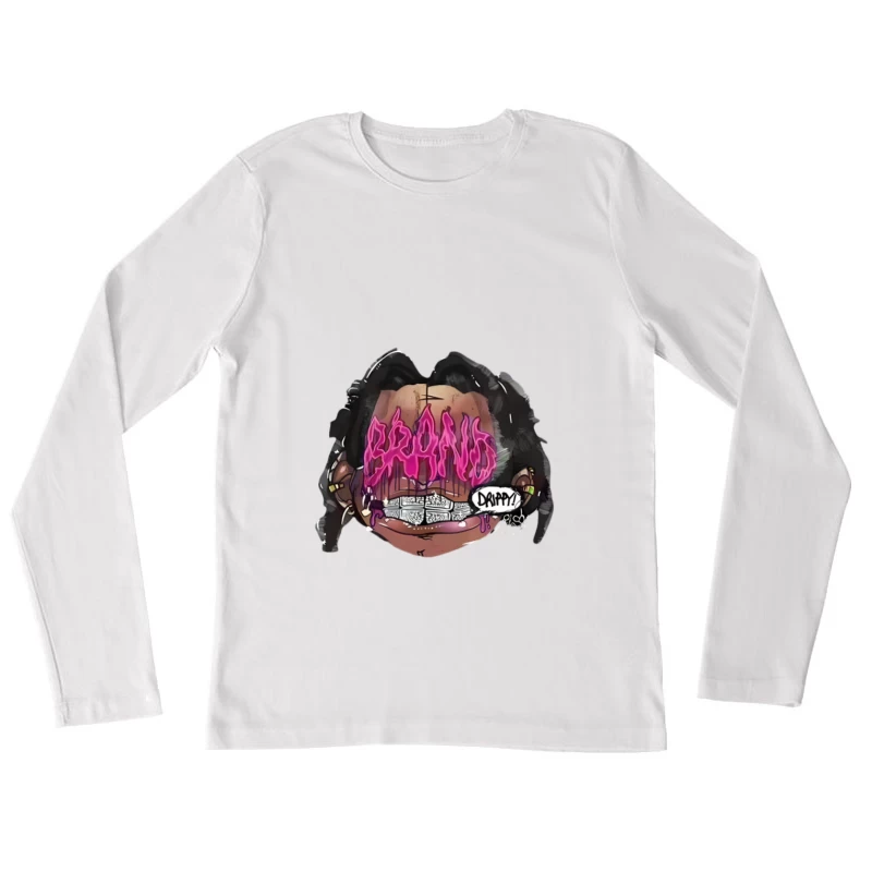 Grafikdesign mit leuchtendem Text Damen Langarm T-Shirt
