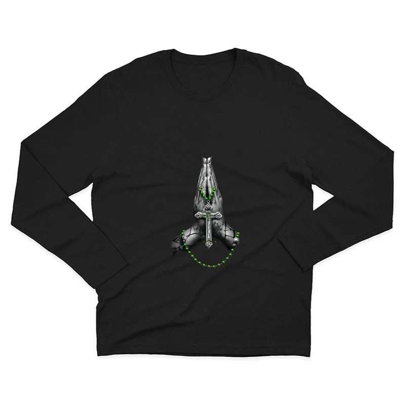 Betende Hände mit Rosenkranz Herren Langarm T-Shirt