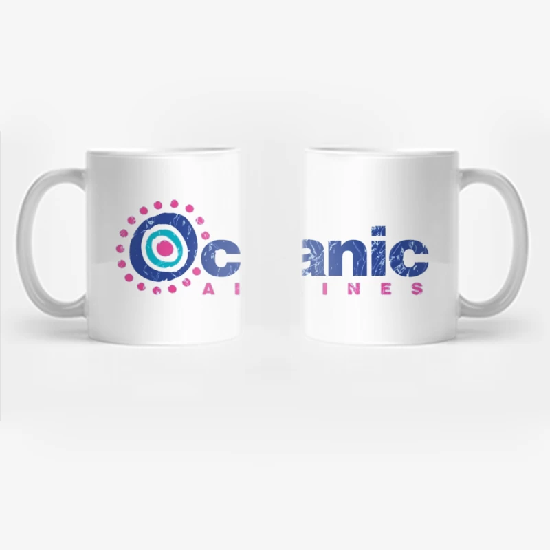 Oceanic Airlines Vintage-Style Logo Design with Blue and Pink Color Scheme Coffee Mug