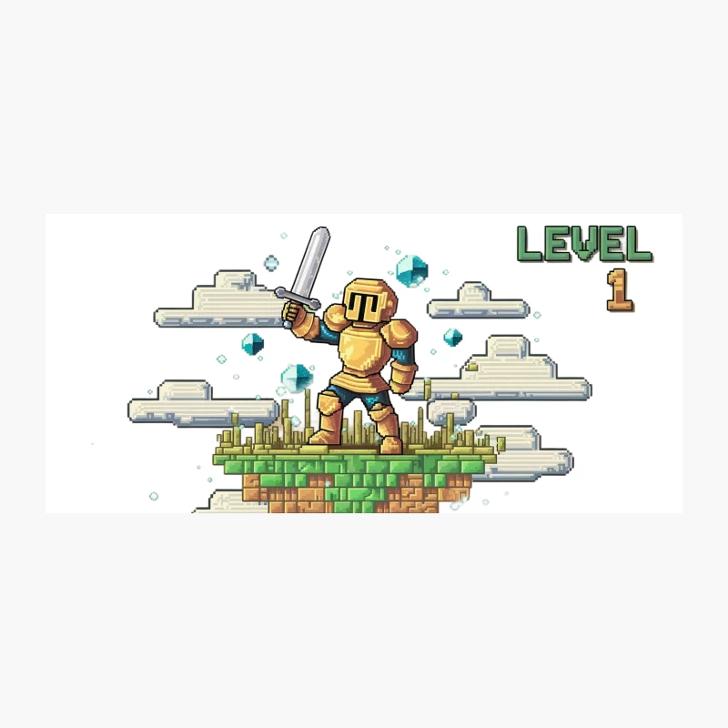 Retro Pixel Art: Knight on Floating Island - Level 1 Coffee Mug