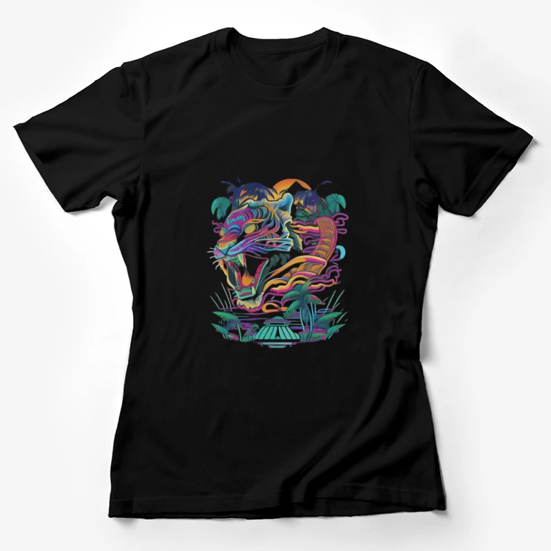 Tropischer Tigerkunst Damen T-Shirt