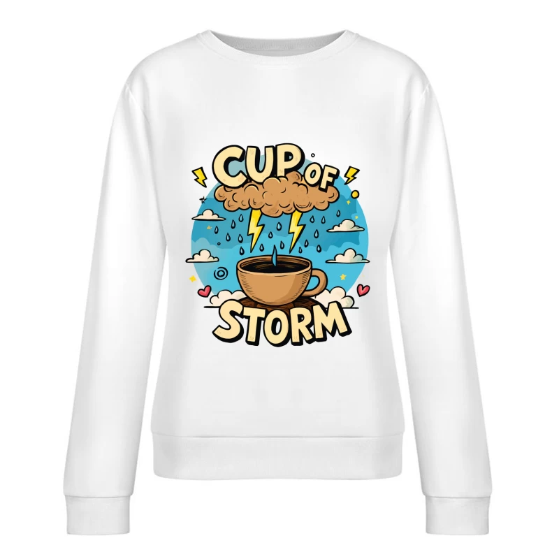 Cup of Storm – Whimsical Pixel Art with Lightning Charm! Female Pullover Sweatshirt