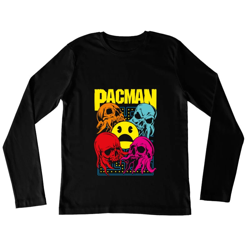 Pac-Man Skull Design Female Long Sleeve T-Shirt