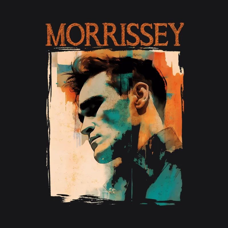 Artistic Watercolor Portrait with Morrissey Typography Male Pullover Hoodie