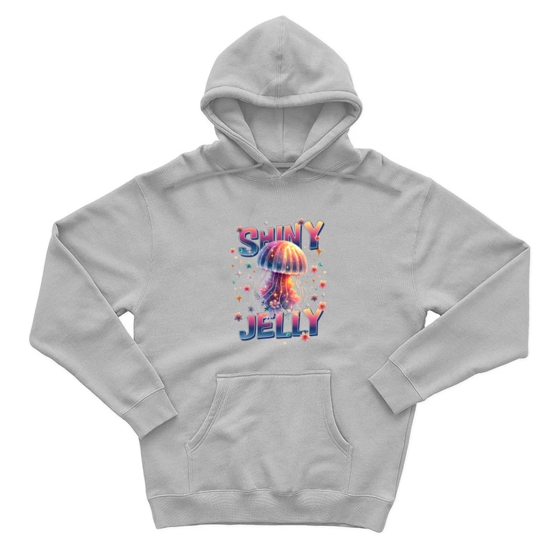 Shiny Jelly: Whimsical Watercolor Jellyfish Typography Art Male Pullover Hoodie