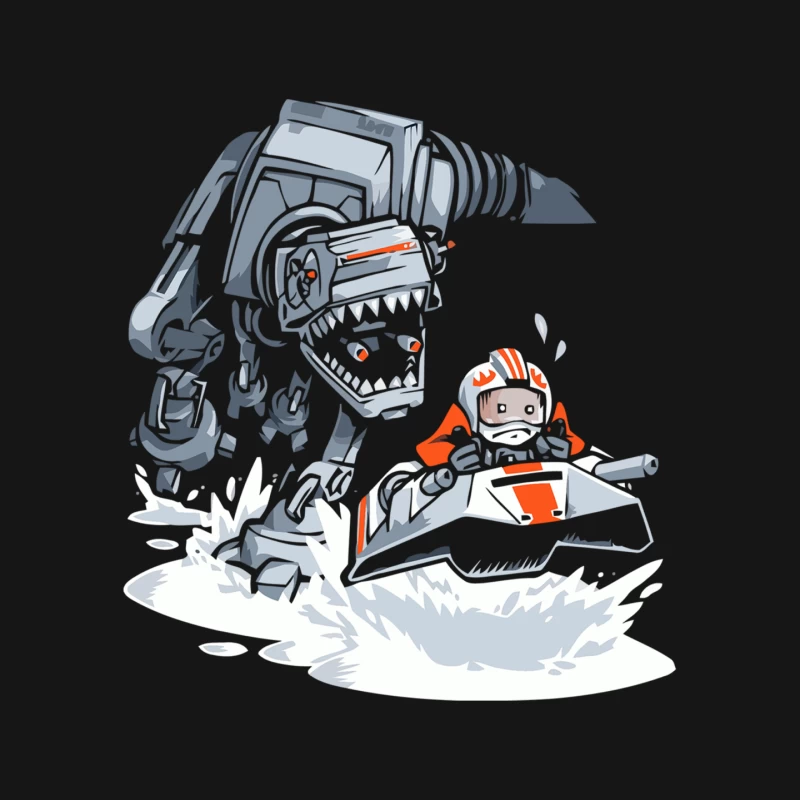 Futuristic Robotic Dinosaur and Astronaut Illustration Mouse Pad