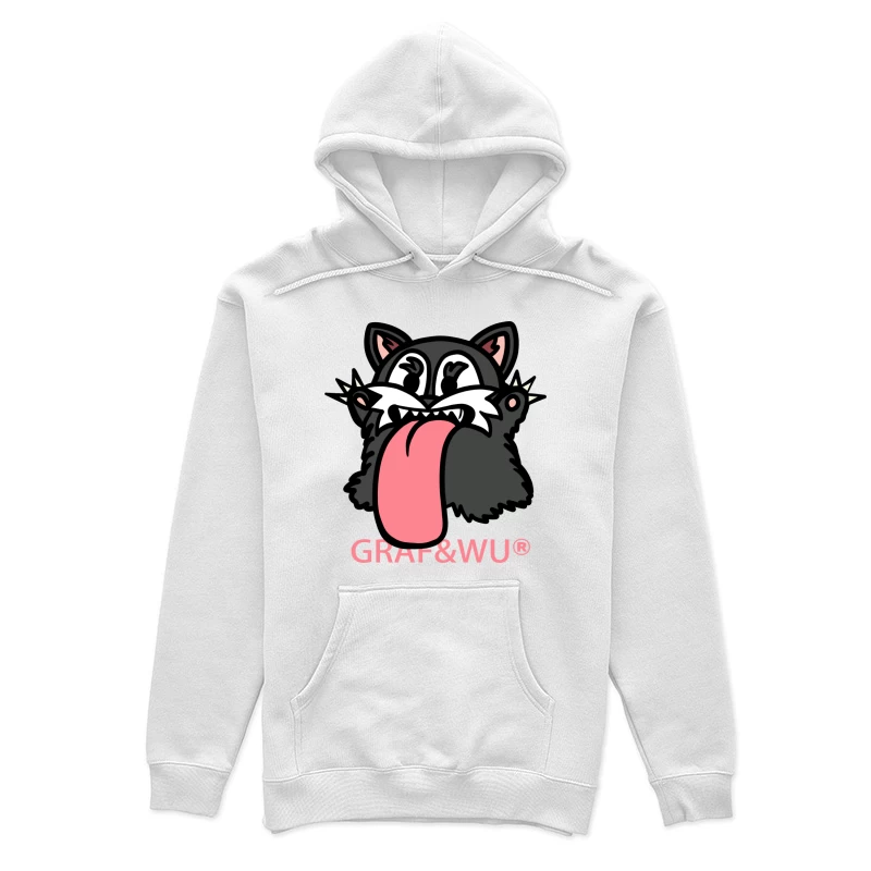 Grafisches Katzenlogo mit Zunge Damen Pullover Hoodie