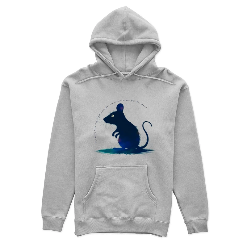 Dark Blue Mouse Silhouette Digital Illustration Female Pullover Hoodie