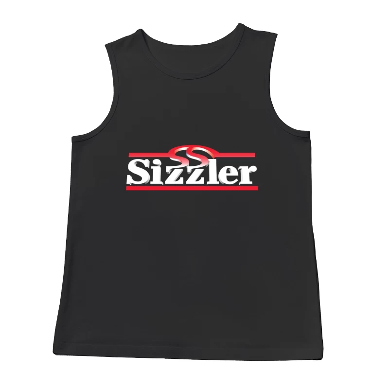 Sizzler Restaurant Chain Logo Design in Red and White Male Tank Top