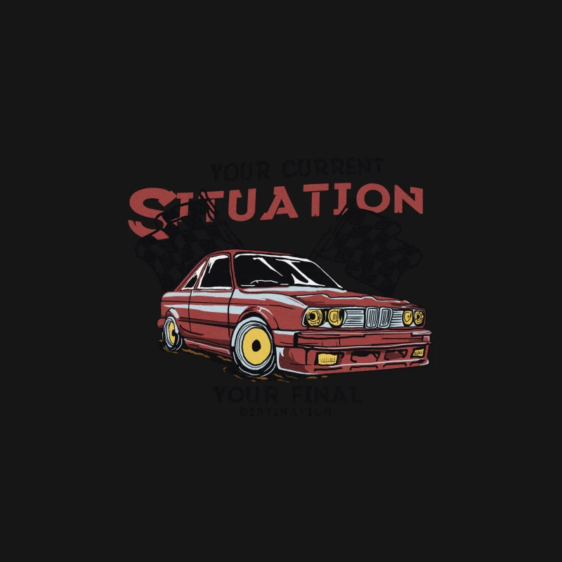 Klassisches Auto-Design mit Rennflaggenthema Herren Langarm T-Shirt