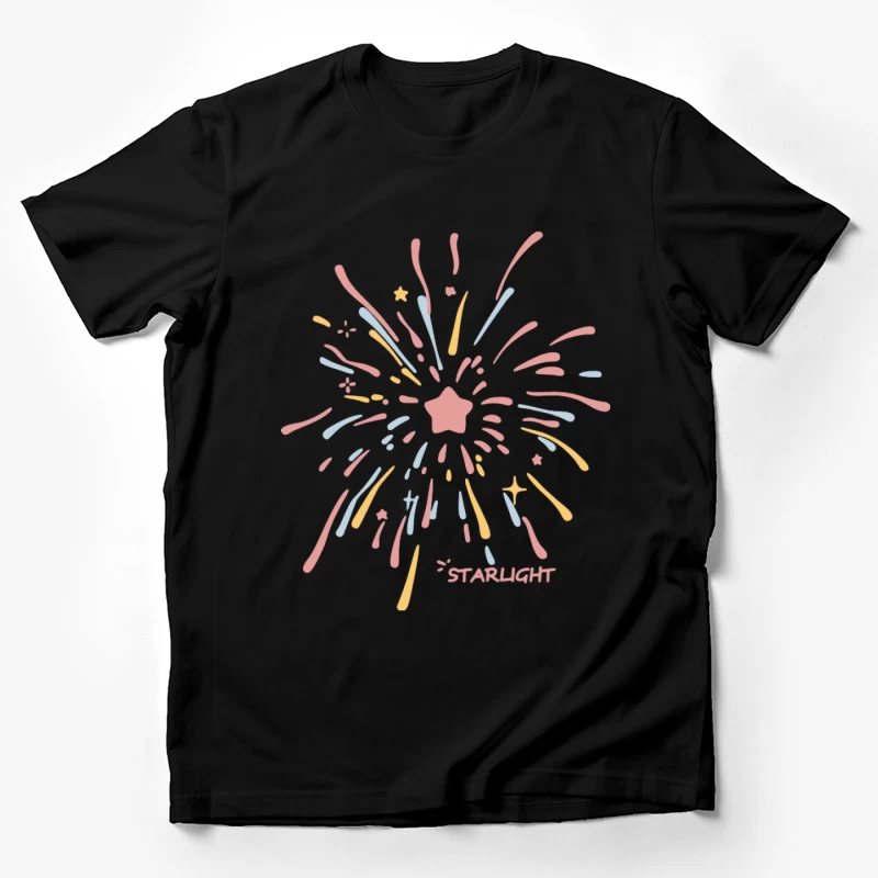 Buntes Feuerwerk mit Sternform Herren T-Shirt