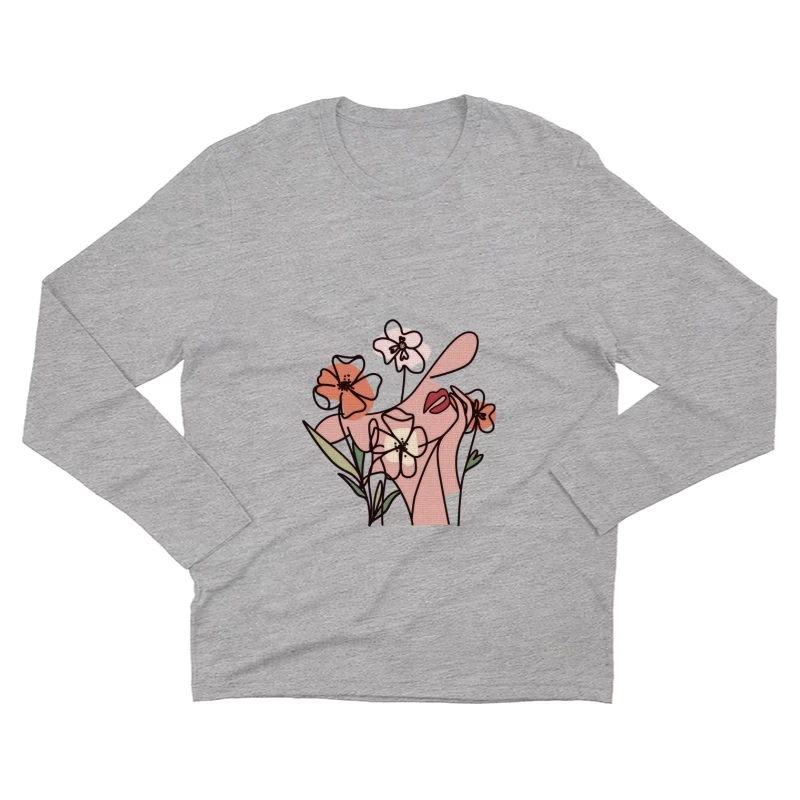 Abstrakte Hand mit Blumen Herren Langarm T-Shirt