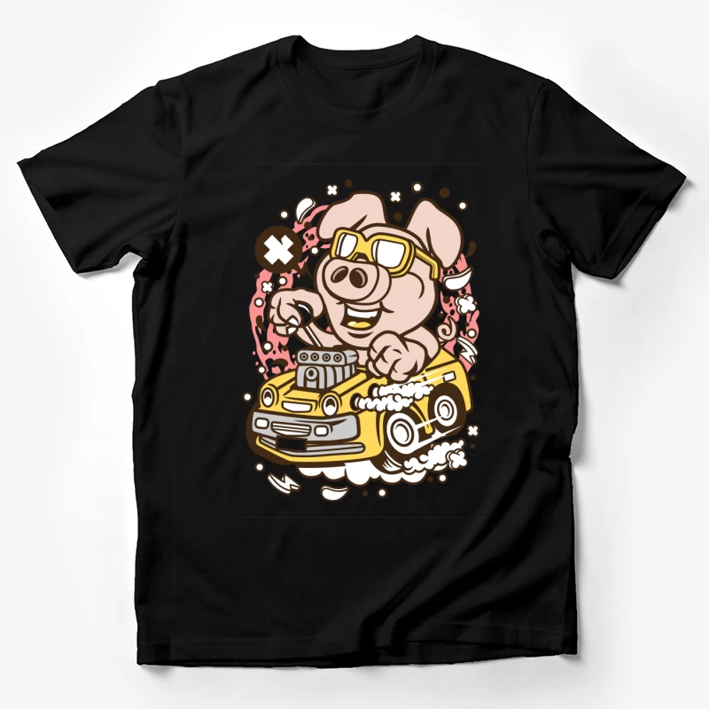 Cochon joyeux conduisant une voiture Homme T-Shirt