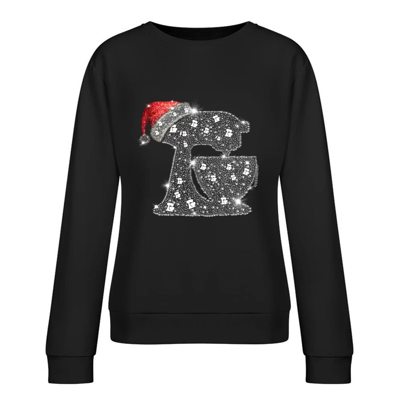 Mélangeur avec chapeau de Noël scintillant Femme Sweat-shirt à enfiler