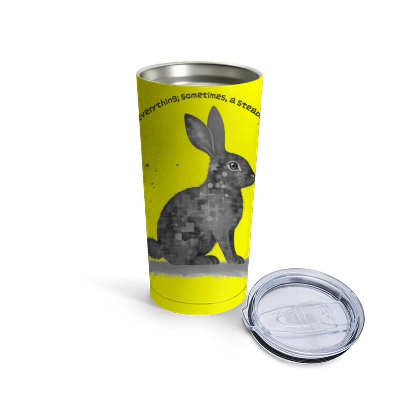 Geometric Rabbit with Circular Inspirational Message Travel Mug