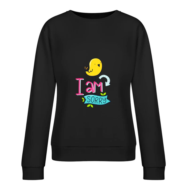 Dessin mignon avec oiseau et message d'excuse Femme Sweat-shirt à enfiler