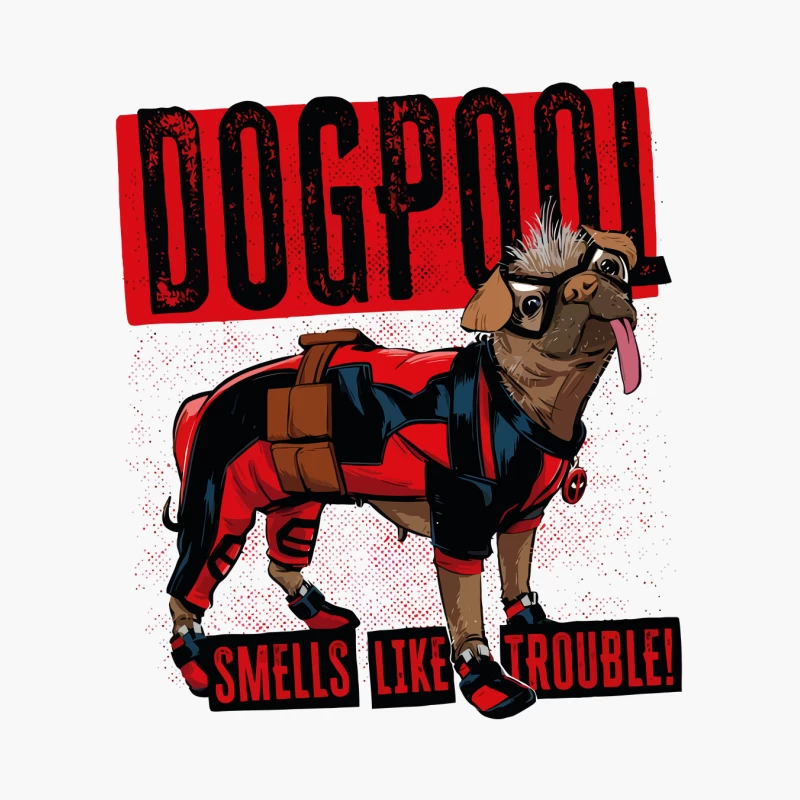 Funny "Dogpool" Pug Superhero Comic Style T-Shirt Design Cotton Tote Bag