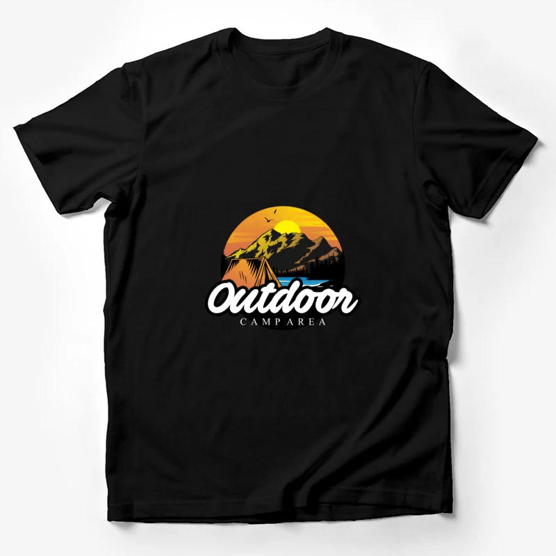 Campingplatz im Freien mit Zelten und Sonnenuntergang Herren T-Shirt