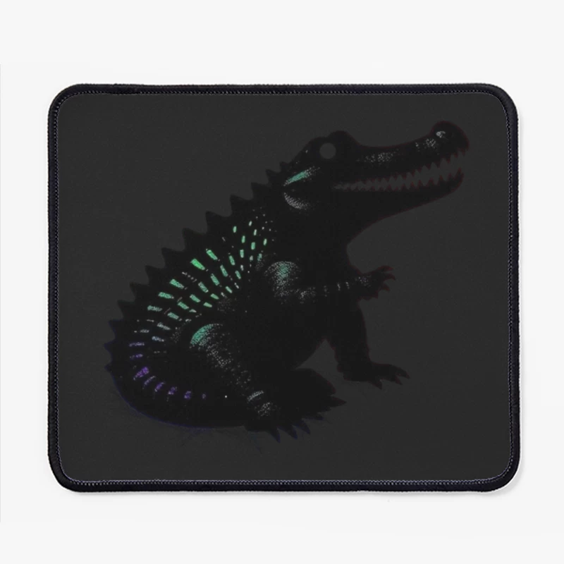 Cute Black Alligator Silhouette with Iridescent Details Mouse Pad