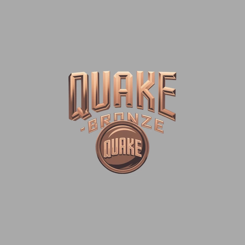 Quake Bronze 3D Metallic Game Logo Typography Female Pullover Hoodie