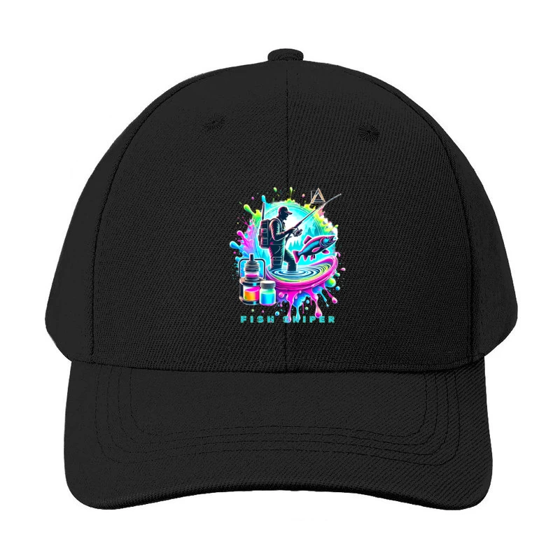 Colorful Fish Sniper: Vaping and Fishing Art Baseball Cap