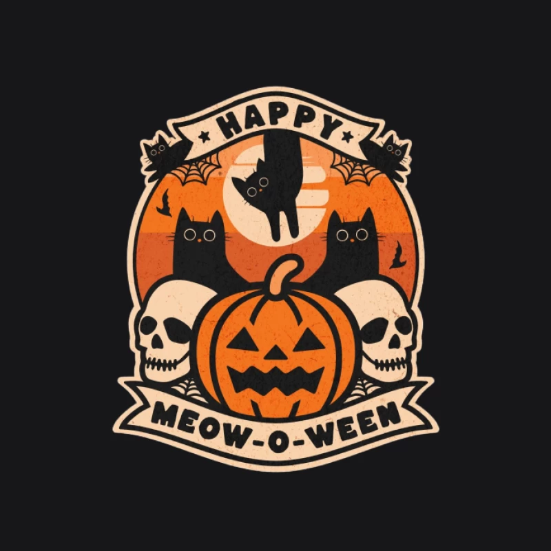 Fröhliches Meow-o-ween mit Kürbissen und Katzen Herren Pullover Hoodie