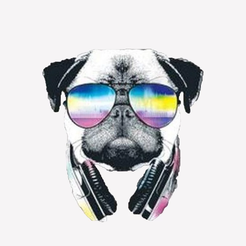 Chien DJ avec lunettes hautes en couleurs Femme T-Shirt