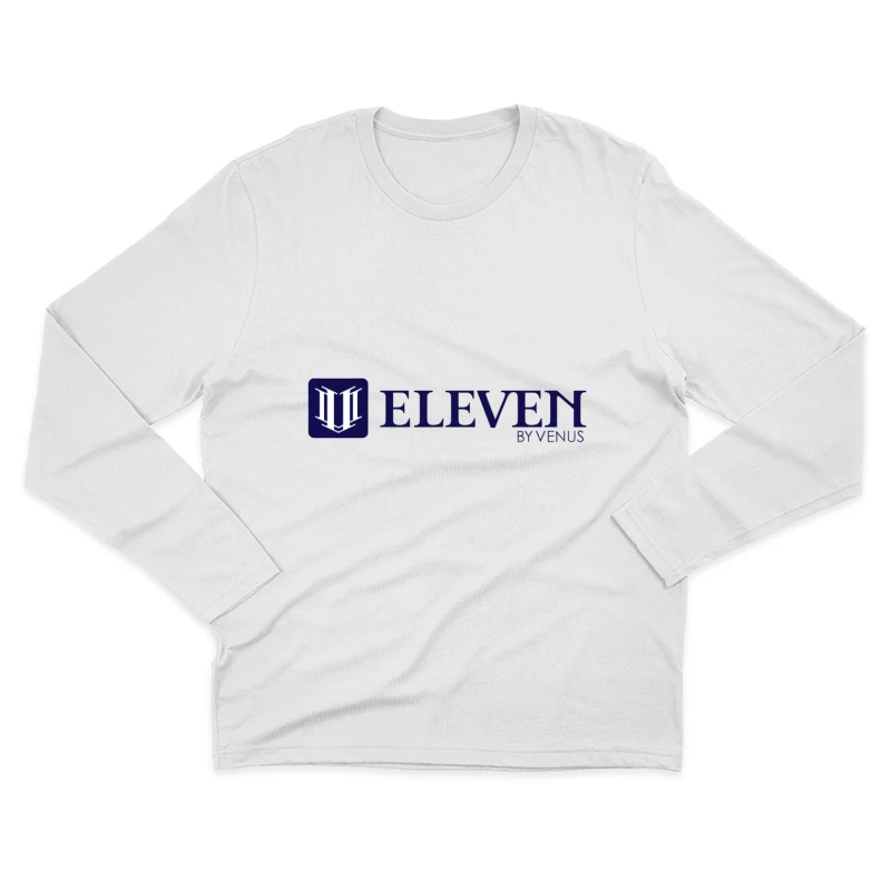 Modern Navy Blue Eleven by Venus Logo Design Male Long Sleeve T-Shirt