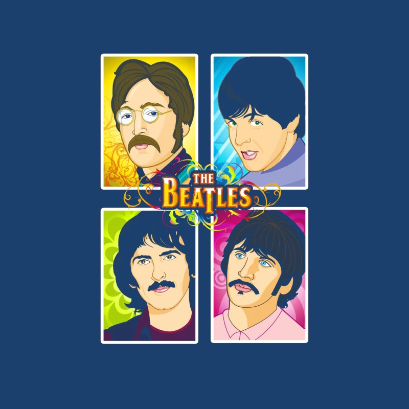 The Beatles Illustrated Portraits Male Pullover Hoodie