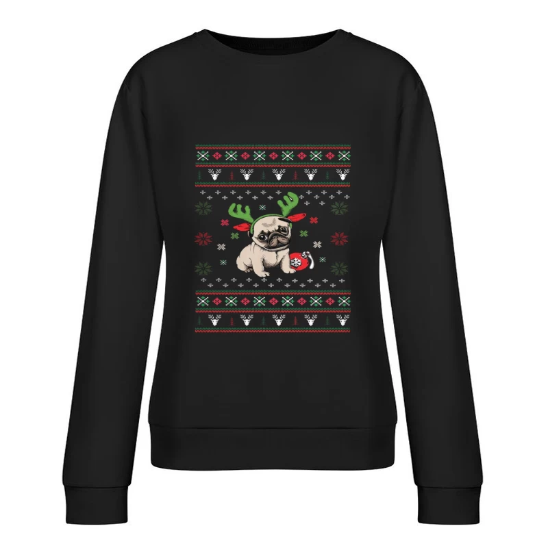 Chien de Noël avec bois de renne Femme Sweat-shirt à enfiler