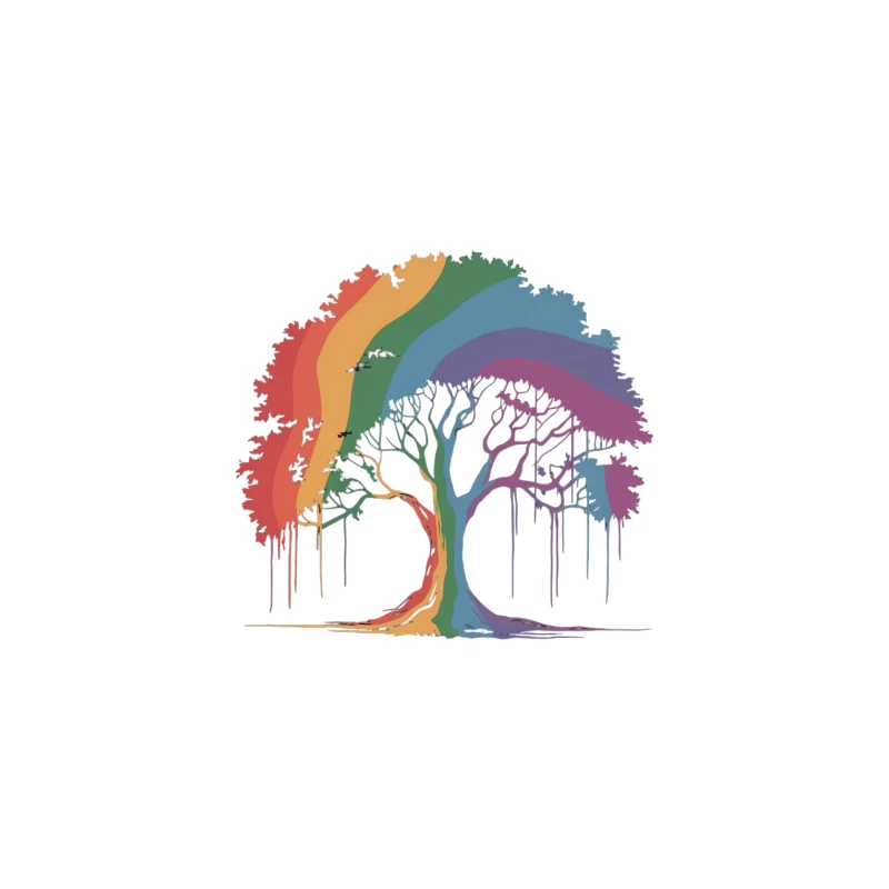 Vibrant Rainbow Tree: A Colorful Symbol of Nature and Diversity Tapestry