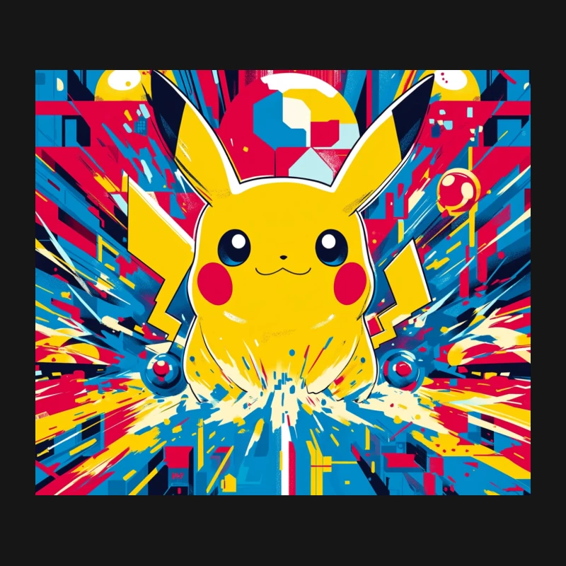 Vibrant Pop Art Pikachu: A Colorful Pokemon Explosion Mouse Pad
