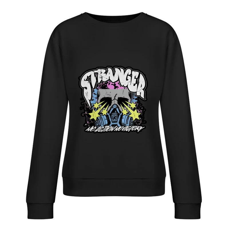 Fremder Schädel Design mit Atemschutz Damen Pullover Sweatshirt