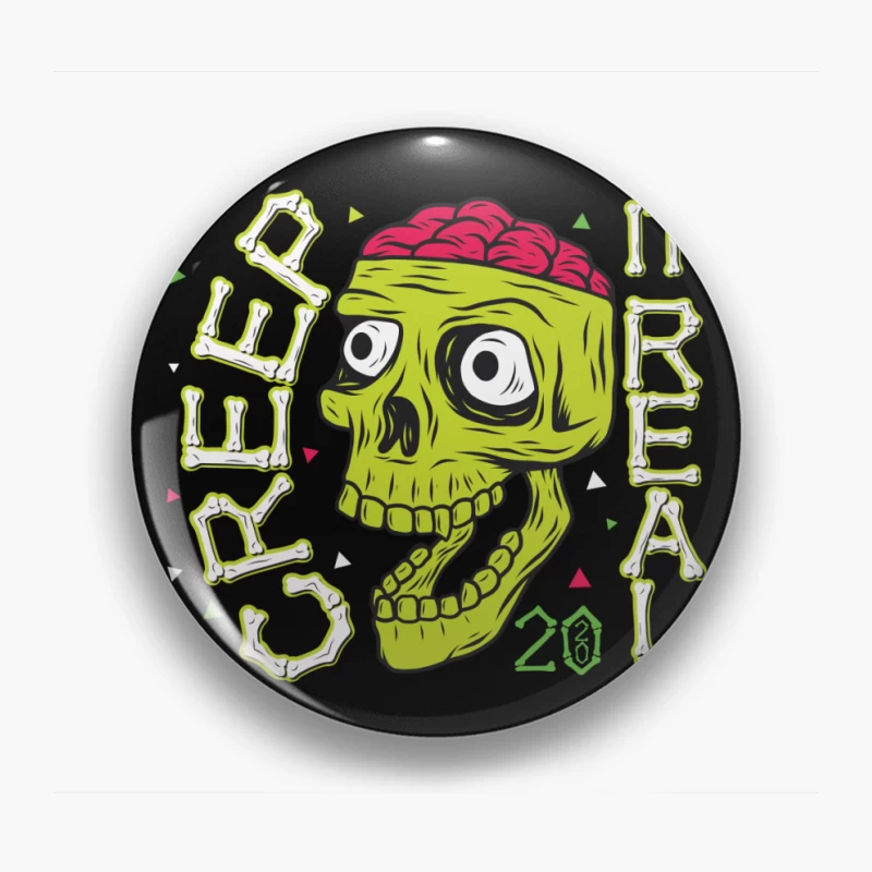 Colorful Zombie Skull Illustration Pin