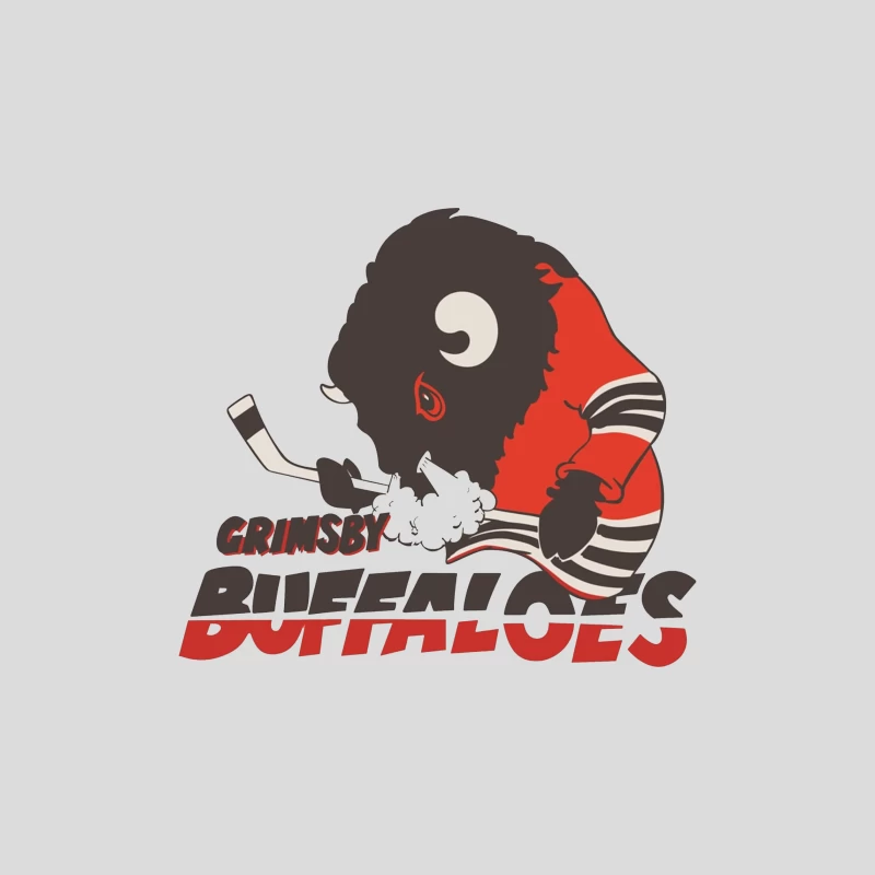Grimsby Buffaloes: Cartoon Hockey Team Mascot Logo Baseball Cap