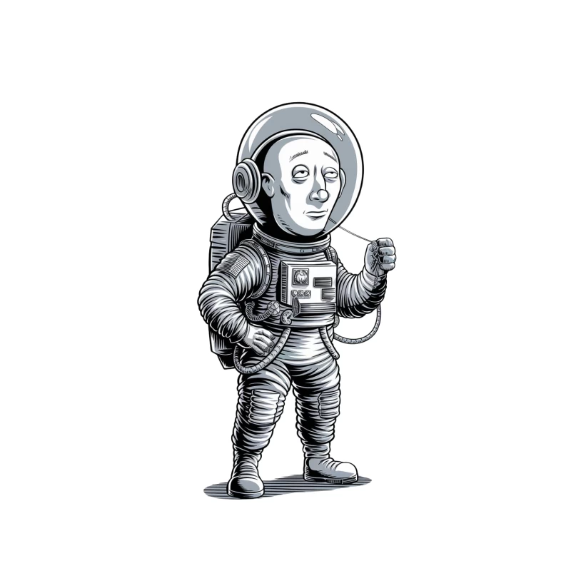Retro Cartoon Astronaut: Vintage Space Exploration Illustration Tapestry