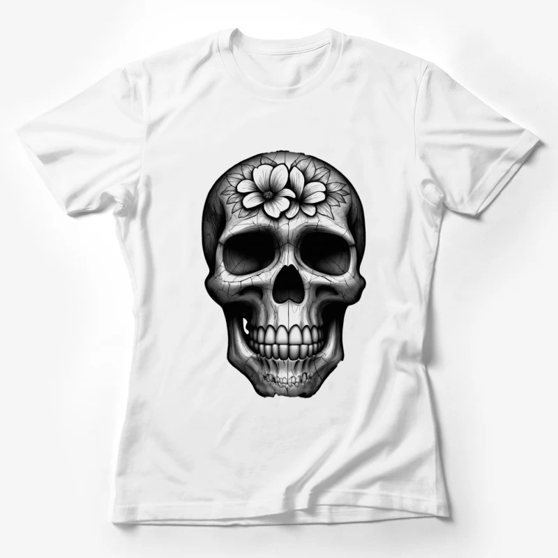Floral Skull Illustration Female T-Shirt